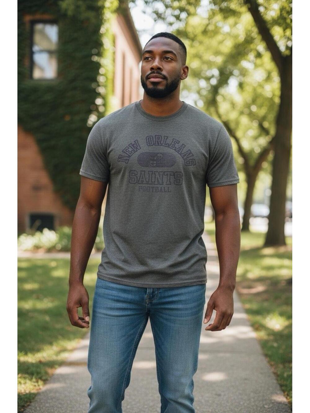 New Orleans Saints Fanatics Gray T Shirt NFL Football Mens Size Large